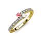 3 - Delise 3.40mm Round Pink Tourmaline and White Sapphire with Side Diamonds Bypass Ring 