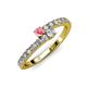 3 - Delise 3.40mm Round Pink Tourmaline and Diamond with Side Diamonds Bypass Ring 