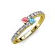 3 - Delise 3.40mm Round Pink Tourmaline and Blue Topaz with Side Diamonds Bypass Ring 