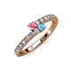 3 - Delise 3.40mm Round Pink Tourmaline and Blue Topaz with Side Diamonds Bypass Ring 