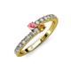 3 - Delise 3.40mm Round Pink Tourmaline and Citrine with Side Diamonds Bypass Ring 
