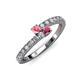 3 - Delise 3.40mm Round Pink Tourmaline and Rhodolite Garnet with Side Diamonds Bypass Ring 