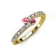 3 - Delise 3.40mm Round Pink Tourmaline and Rhodolite Garnet with Side Diamonds Bypass Ring 