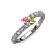 3 - Delise 3.40mm Round Pink Tourmaline and Yellow Sapphire with Side Diamonds Bypass Ring 