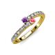 3 - Delise 3.40mm Round Amethyst and Pink Tourmaline with Side Diamonds Bypass Ring 