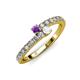 3 - Delise 3.40mm Round Amethyst and White Sapphire with Side Diamonds Bypass Ring 