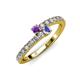 3 - Delise 3.40mm Round Amethyst and Tanzanite with Side Diamonds Bypass Ring 