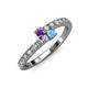 3 - Delise 3.40mm Round Amethyst and Blue Topaz with Side Diamonds Bypass Ring 