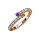 3 - Delise 3.40mm Round Amethyst and Citrine with Side Diamonds Bypass Ring 