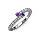 3 - Delise 3.40mm Round Amethyst and Iolite with Side Diamonds Bypass Ring 