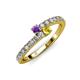 3 - Delise 3.40mm Round Amethyst and Yellow Sapphire with Side Diamonds Bypass Ring 