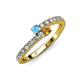 3 - Delise 3.40mm Round Blue Topaz and Citrine with Side Diamonds Bypass Ring 