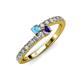 3 - Delise 3.40mm Round Blue Topaz and Iolite with Side Diamonds Bypass Ring 