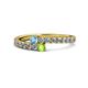 1 - Delise 3.40mm Round Blue Topaz and Peridot with Side Diamonds Bypass Ring 