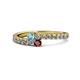 1 - Delise 3.40mm Round Blue Topaz and Ruby with Side Diamonds Bypass Ring 