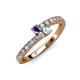 3 - Delise 3.40mm Round Iolite and Aquamarine with Side Diamonds Bypass Ring 