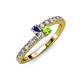 3 - Delise 3.40mm Round Iolite and Peridot with Side Diamonds Bypass Ring 