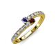 3 - Delise 3.40mm Round Iolite and Red Garnet with Side Diamonds Bypass Ring 