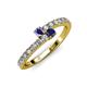 3 - Delise 3.40mm Round Iolite and Blue Sapphire with Side Diamonds Bypass Ring 