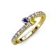 3 - Delise 3.40mm Round Iolite and Yellow Sapphire with Side Diamonds Bypass Ring 
