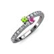 3 - Delise 3.40mm Round Peridot and Pink Sapphire with Side Diamonds Bypass Ring 
