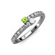 3 - Delise 3.40mm Round Peridot and White Sapphire with Side Diamonds Bypass Ring 