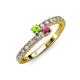 3 - Delise 3.40mm Round Peridot and Rhodolite Garnet with Side Diamonds Bypass Ring 