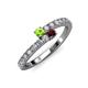 3 - Delise 3.40mm Round Peridot and Red Garnet with Side Diamonds Bypass Ring 