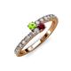 3 - Delise 3.40mm Round Peridot and Ruby with Side Diamonds Bypass Ring 