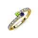 3 - Delise 3.40mm Round Peridot and Blue Sapphire with Side Diamonds Bypass Ring 