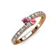 3 - Delise 3.40mm Round Rhodolite Garnet and Pink Tourmaline with Side Diamonds Bypass Ring 