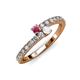 3 - Delise 3.40mm Round Rhodolite Garnet and White Sapphire with Side Diamonds Bypass Ring 