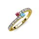 3 - Delise 3.40mm Round Rhodolite Garnet and Blue Topaz with Side Diamonds Bypass Ring 