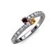 3 - Delise 3.40mm Round Red Garnet and Citrine with Side Diamonds Bypass Ring 