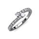 3 - Delise 3.40mm Round Diamond and White Sapphire with Side Diamonds Bypass Ring 