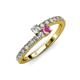 3 - Delise 3.40mm Round Diamond and Pink Sapphire with Side Diamonds Bypass Ring 