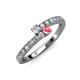 3 - Delise 3.40mm Round Diamond and Pink Tourmaline with Side Diamonds Bypass Ring 