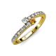 3 - Delise 3.40mm Round Diamond and Citrine with Side Diamonds Bypass Ring 