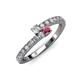3 - Delise 3.40mm Round Diamond and Rhodolite Garnet with Side Diamonds Bypass Ring 