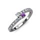 3 - Delise 3.40mm Round Diamond and Amethyst with Side Diamonds Bypass Ring 