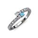3 - Delise 3.40mm Round Diamond and Blue Topaz with Side Diamonds Bypass Ring 
