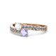 1 - Olena White Sapphire and Tanzanite with Side Diamonds Bypass Ring 