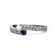 1 - Orane White and Blue Sapphire with Side Diamonds Bypass Ring 