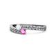 1 - Orane White and Pink Sapphire with Side Diamonds Bypass Ring 