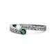 1 - Orane White Sapphire and Emerald with Side Diamonds Bypass Ring 
