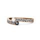 1 - Orane White Sapphire and Black Diamond with Side Diamonds Bypass Ring 