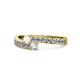 1 - Orane White Sapphire and Diamond with Side Diamonds Bypass Ring 