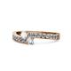 1 - Orane White Sapphire and Diamond with Side Diamonds Bypass Ring 