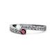 1 - Orane White Sapphire and Ruby with Side Diamonds Bypass Ring 