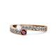 1 - Orane White Sapphire and Ruby with Side Diamonds Bypass Ring 